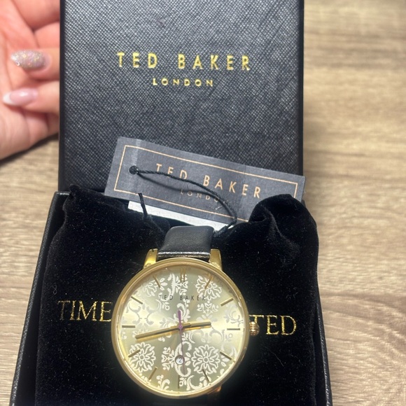 Ted Baker Black and Gold Floral Watch - Picture 4 of 10